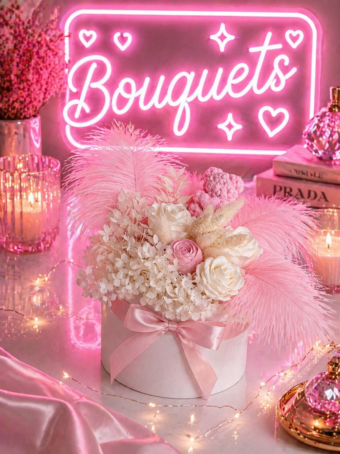 Pink teddy wax bouquet