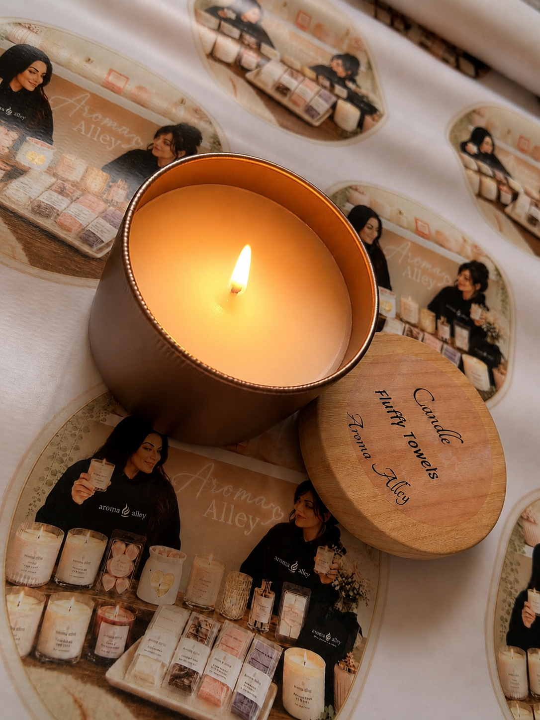 Fluffy Towels scented candle in our matte dusky pink tin