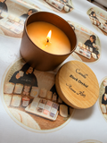 Black Orchid candle in our matte dusky pink tin