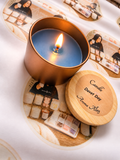 Duvet Day scented candle in our matte dusky pink tin
