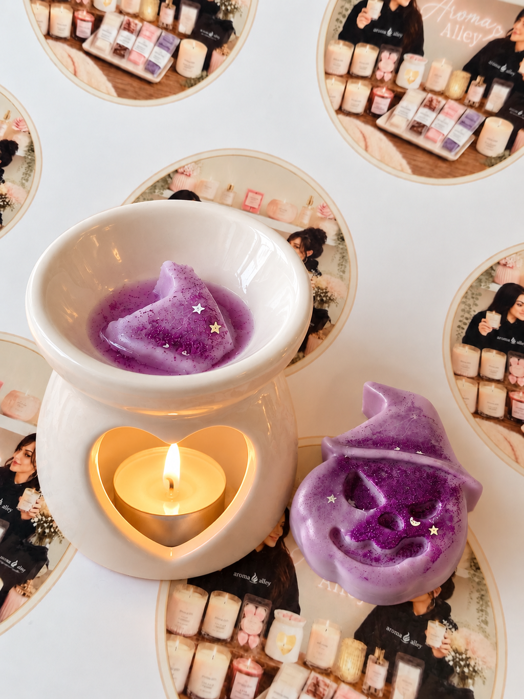 Ghost scented pumpkin in witch's hat wax melt