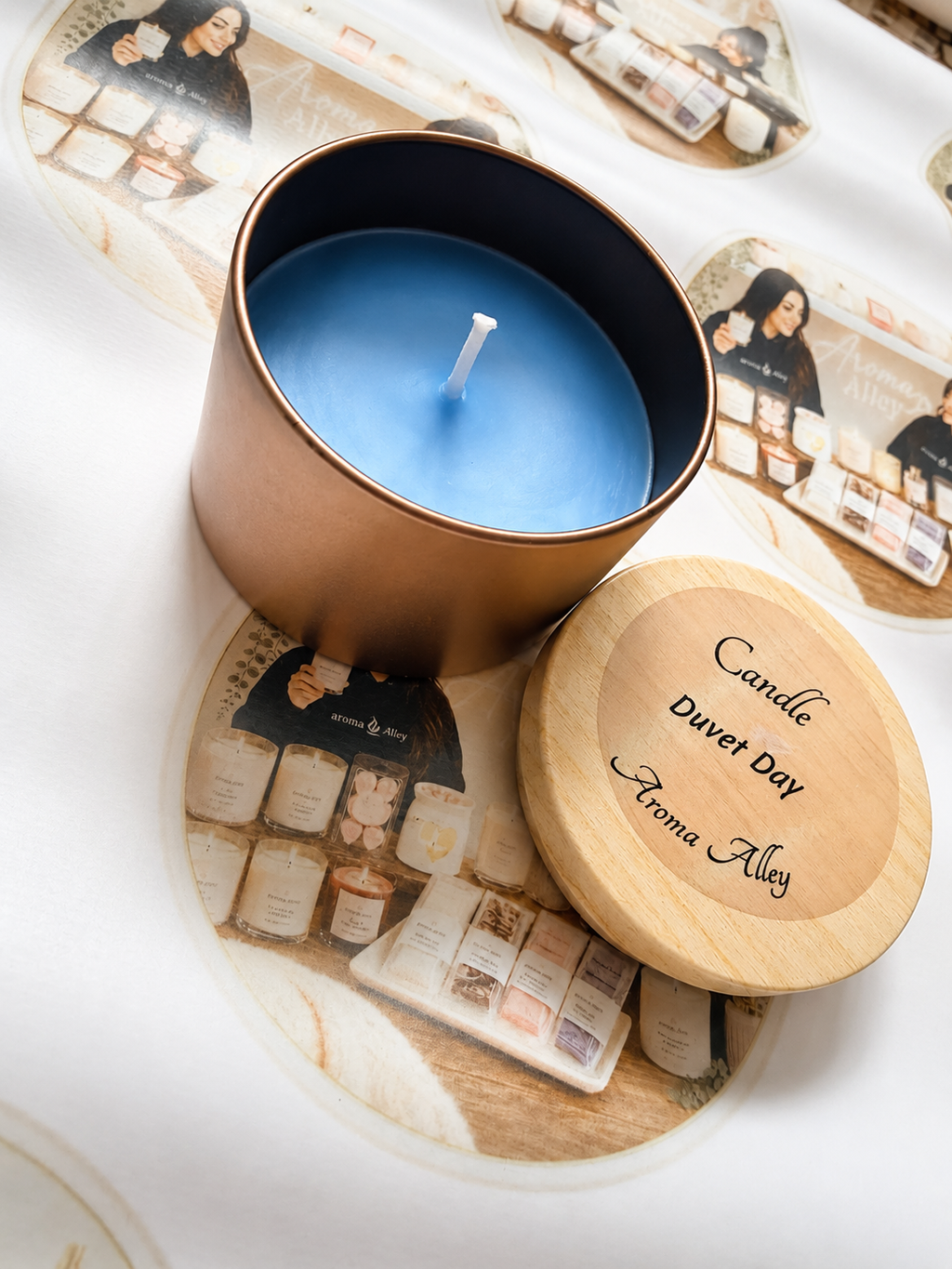 Duvet Day scented candle in our matte dusky pink tin