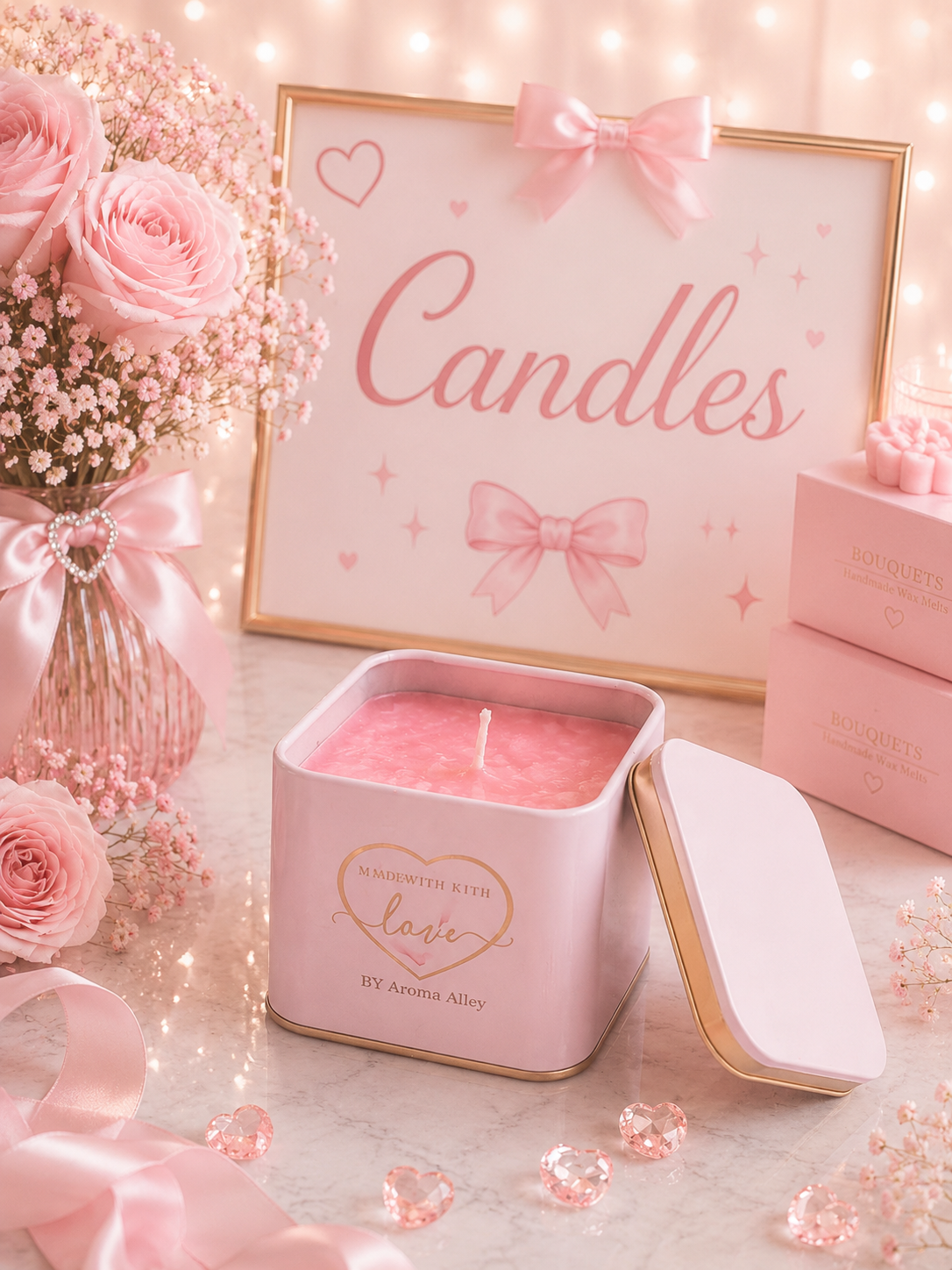Pink Candle in a metal pot