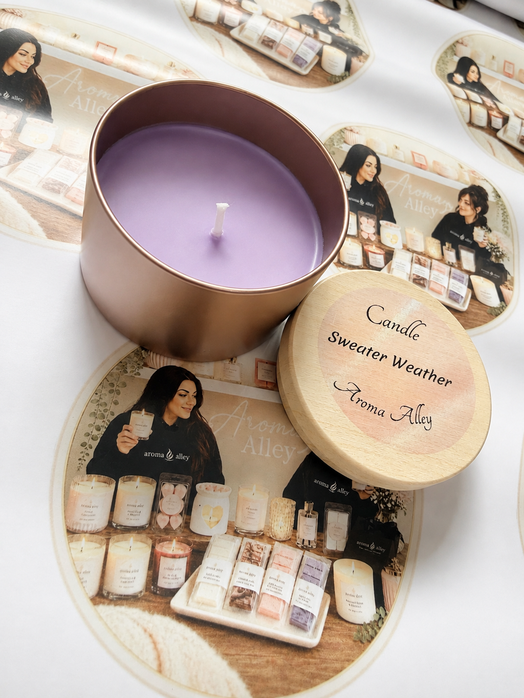 Sweater Weather candle in dusky pink tin