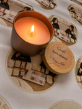 Peach Blossom scented candle in our matte dusky pink tin