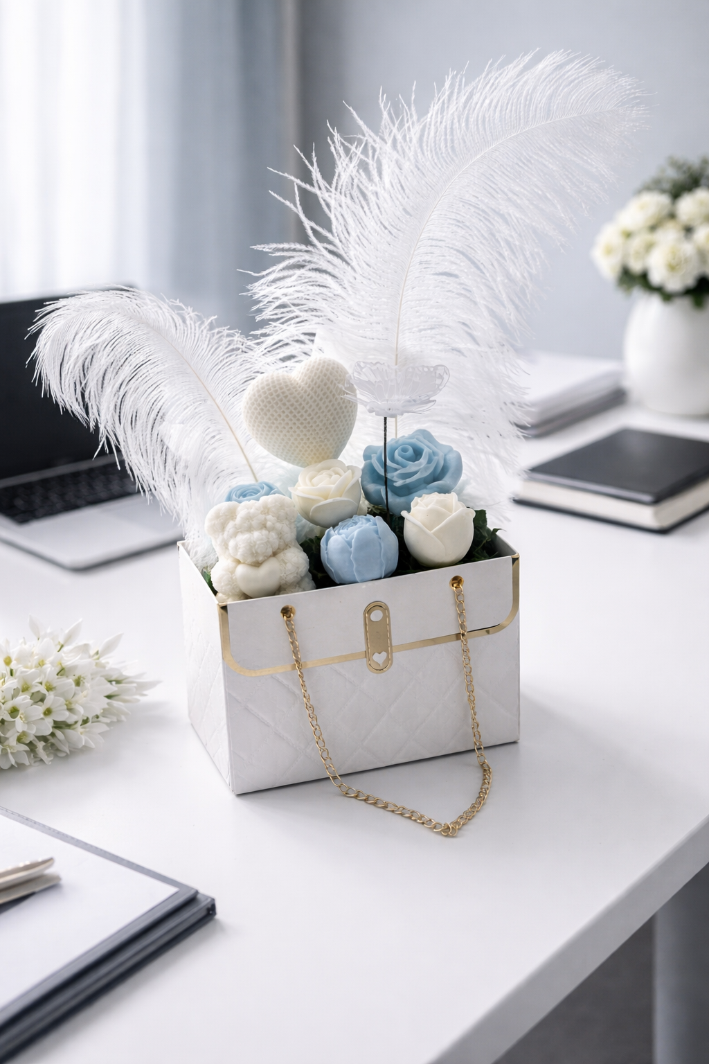 Bag blue wax bouquet