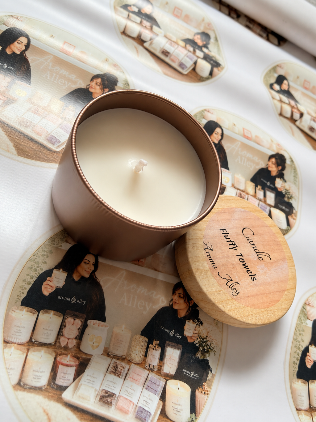 Fluffy Towels scented candle in our matte dusky pink tin