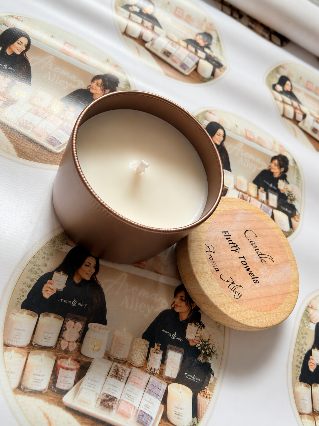 Fluffy Towels scented candle in our matte dusky pink tin