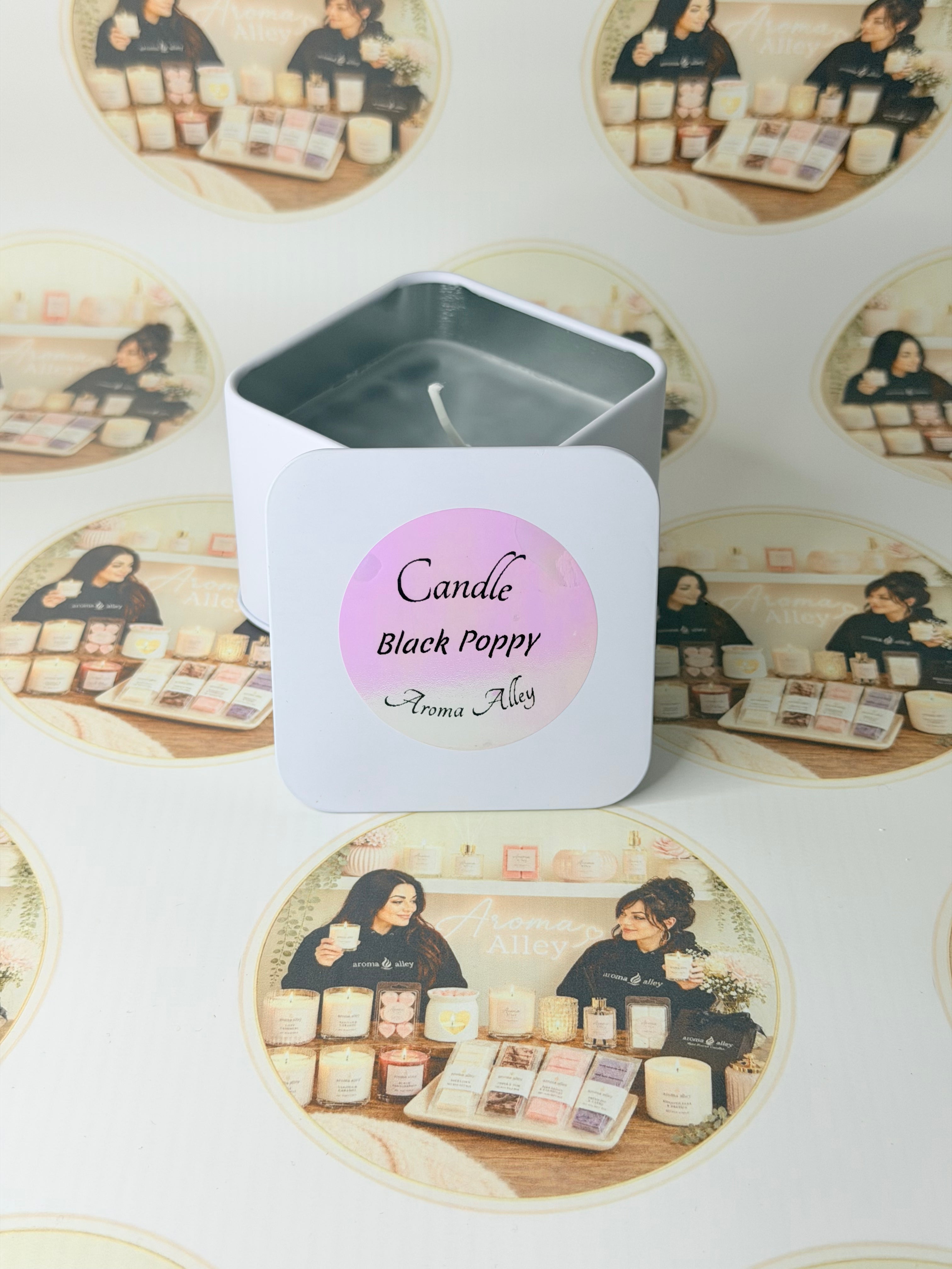Black Poppy Tin Candle