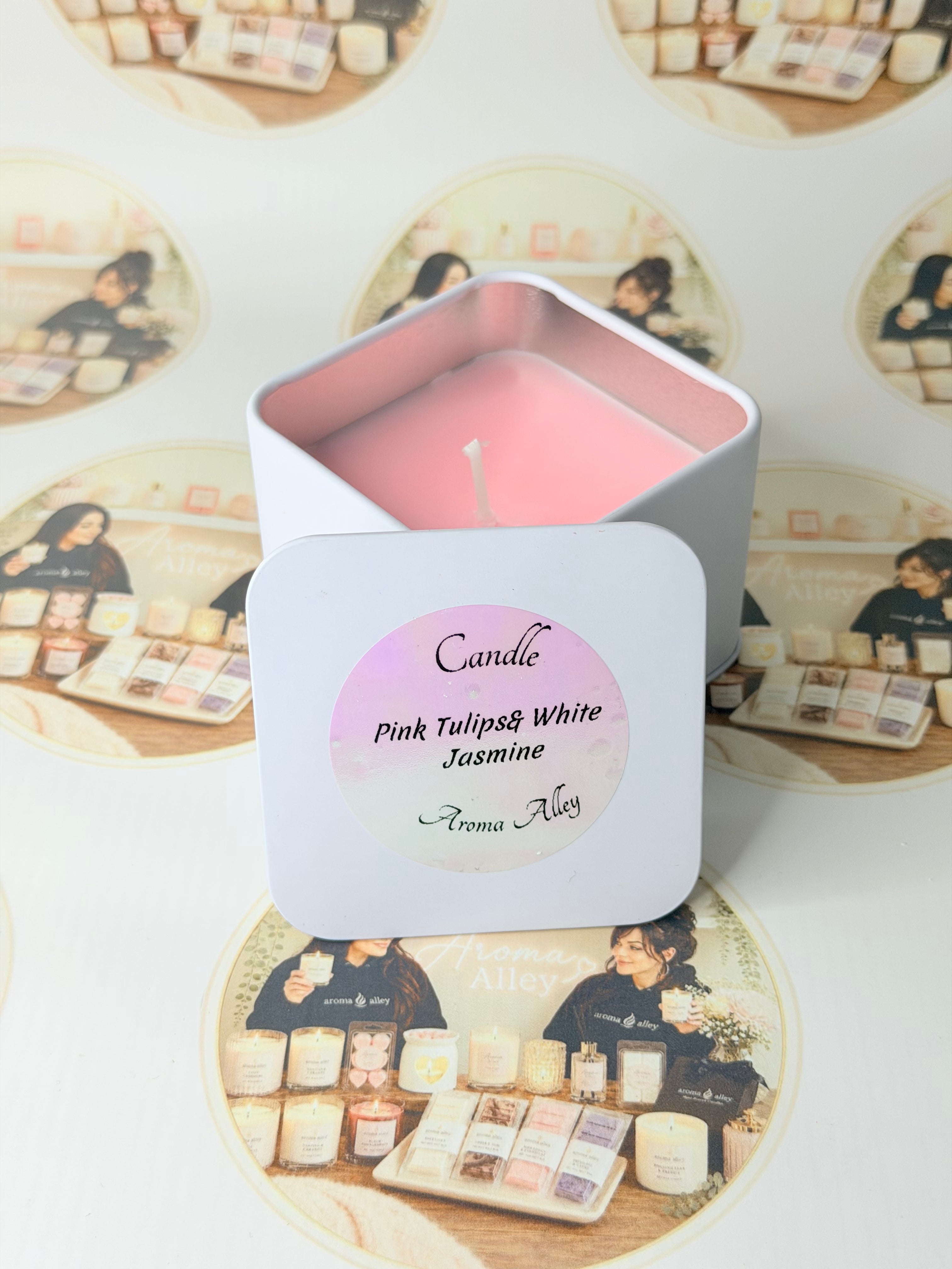 Pink Tulips & White Jasmine Tin Candle