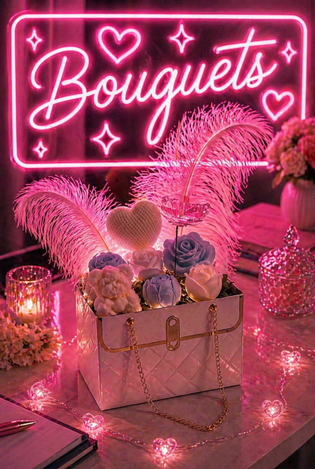 Bag blue wax bouquet