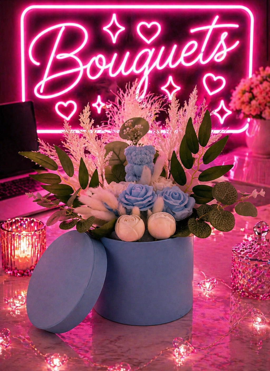 Blue wax bouquet