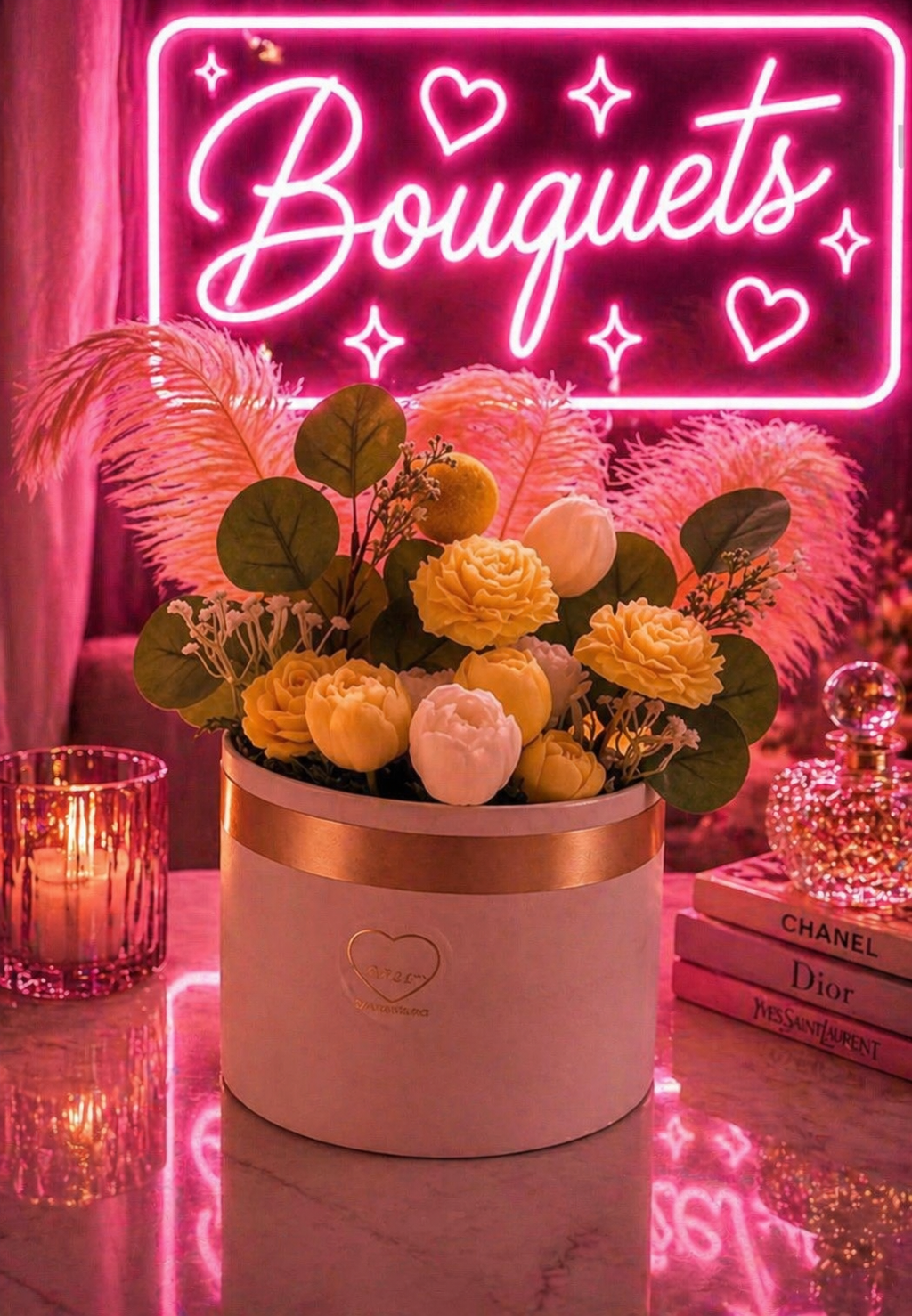 Gold wax flower bouquet